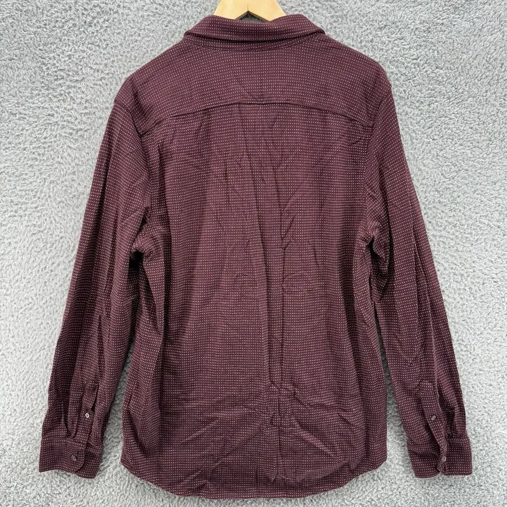 Banana Republic Men L Red Micro Spotted Wool Blend Button Up Long Sleeve Shirt‎